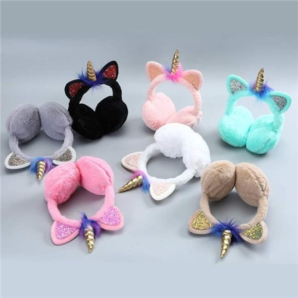Unicorn Earmuffs for Girls Kids Women Soft Plush Ear Warmers Winter Ear Muffs - Picture 7 of 7